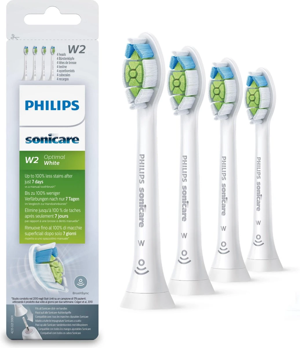Philips Sonicare W2 Optimal White HX6064/10 - Opzetborstels - 4 Stuks 1 Philips Sonicare W2 Optimal White HX6064/10 - Opzetborstels - 4 Stuks