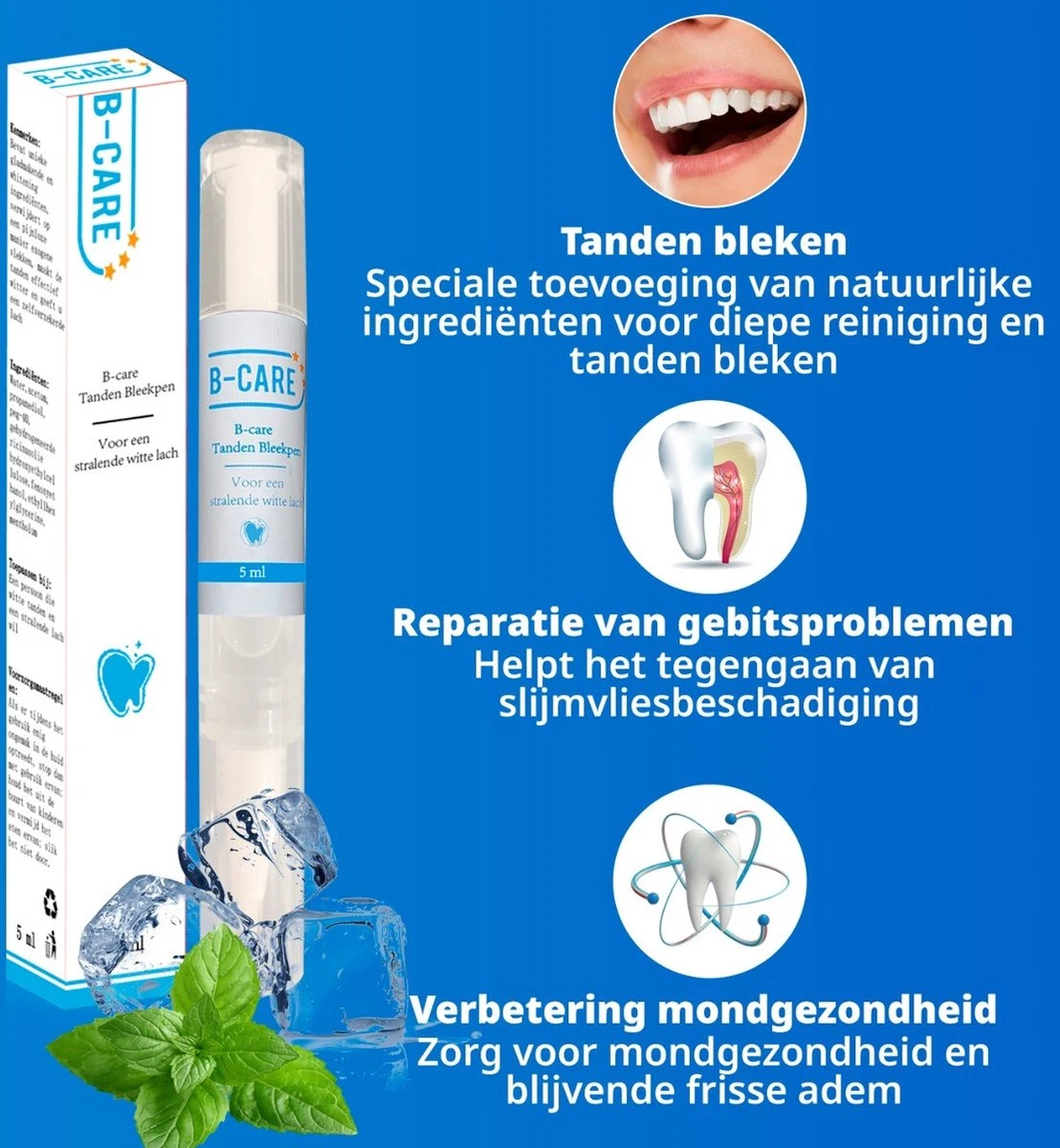B-care Tanden Bleekpen - Teeth Whitening Pen - Tanden Bleker - Wittere Tanden - Teeth Whitening Strips - Professioneel Resultaat - Tandsteen Verwijderaar - Zonder Peroxide - Tandenbleekset - Tanden Bleken 3 B-care Tanden Bleekpen - Teeth Whitening Pen - Tanden Bleker - Wittere Tanden - Teeth Whitening Strips - Professioneel Resultaat - Tandsteen Verwijderaar - Zonder Peroxide - Tandenbleekset - Tanden Bleken - Afbeelding 3