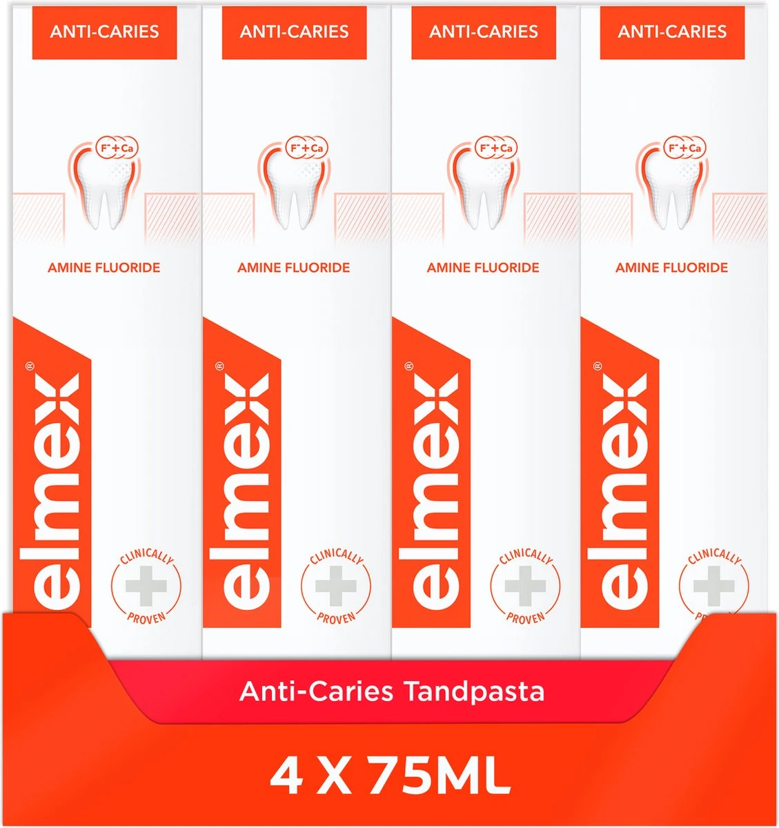 Elmex Anti Caries Tandpasta 4 X 75ml - Voordeelverpakking 1 Elmex Anti Caries Tandpasta 4 X 75ml - Voordeelverpakking