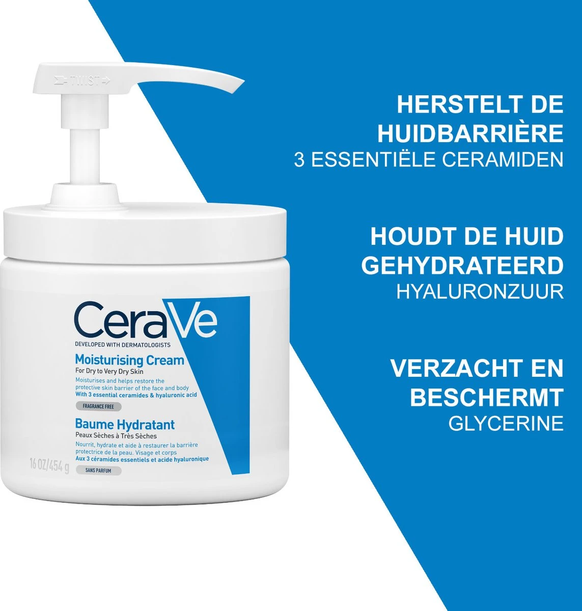 CeraVe - Moisturizing Cream - Bodycréme - Droge Tot Zeer Droge Huid - 454 G 2 CeraVe - Moisturizing Cream - Bodycréme - Droge Tot Zeer Droge Huid - 454 G - Afbeelding 2