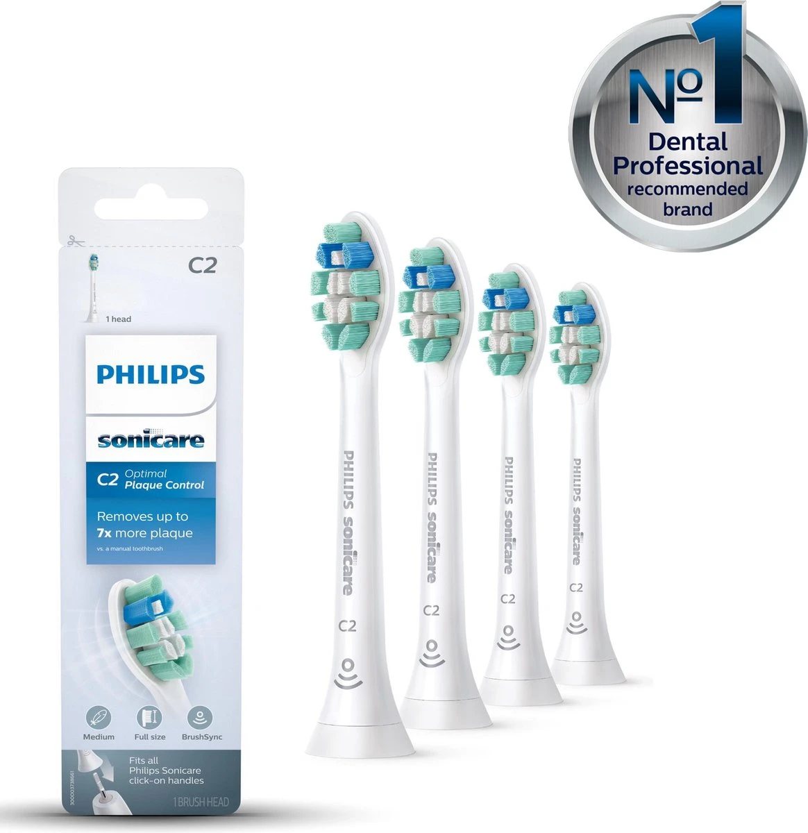 Philips Sonicare C2 Optimal Plaque Defence HX9024/10 - Opzetborstels - 4 Stuks 16 Philips Sonicare C2 Optimal Plaque Defence HX9024/10 - Opzetborstels - 4 Stuks - Afbeelding 16