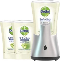 Dettol - Automatische Zeepdispenser No Touch & 3x250ml Handzeep No Touch Navulling - Aloe Vera