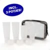 Qpacks - 8-delige Reisflesjes Set Transparant - Vliegtuig Handbagage - Navulbare Reis 100ML Flacons - Incl. Potjes & Etui -Travel - Reisaccessoires