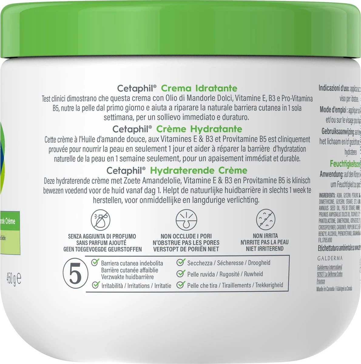 Cetaphil Hydraterende Crème - Vochtinbrengende Crème Gezicht & Lichaam 450GR 4 Cetaphil Hydraterende Crème - Vochtinbrengende Crème Gezicht & Lichaam 450GR - Afbeelding 4