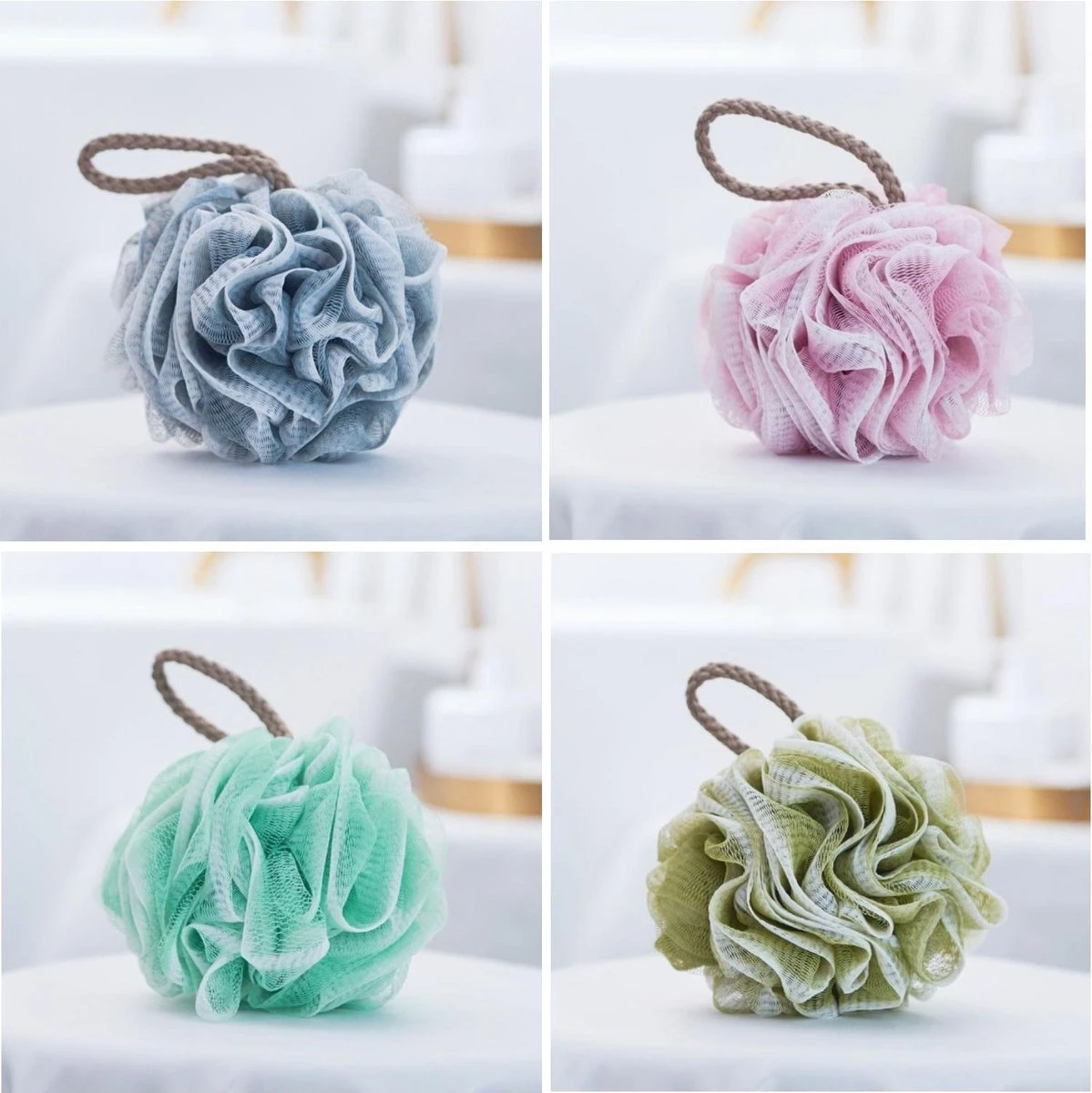 Douche Spons - Bad Spons - Massage Spons - Scrubbing Spons - Douchespons - Set Van 4 Stuks 1 Douche Spons - Bad Spons - Massage Spons - Scrubbing Spons - Douchespons - Set Van 4 Stuks