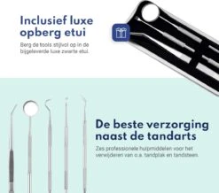 Tandarts Setje - Professioneel - Tandsteen Verwijderaar – Mondspiegel – Tandartshaakje – Tandsteenhaakje - Gebitsverzorging – Inclusief Luxe Etui - 6-delig - RVS -Verzorgings Producten Winkel 1200x1057 3