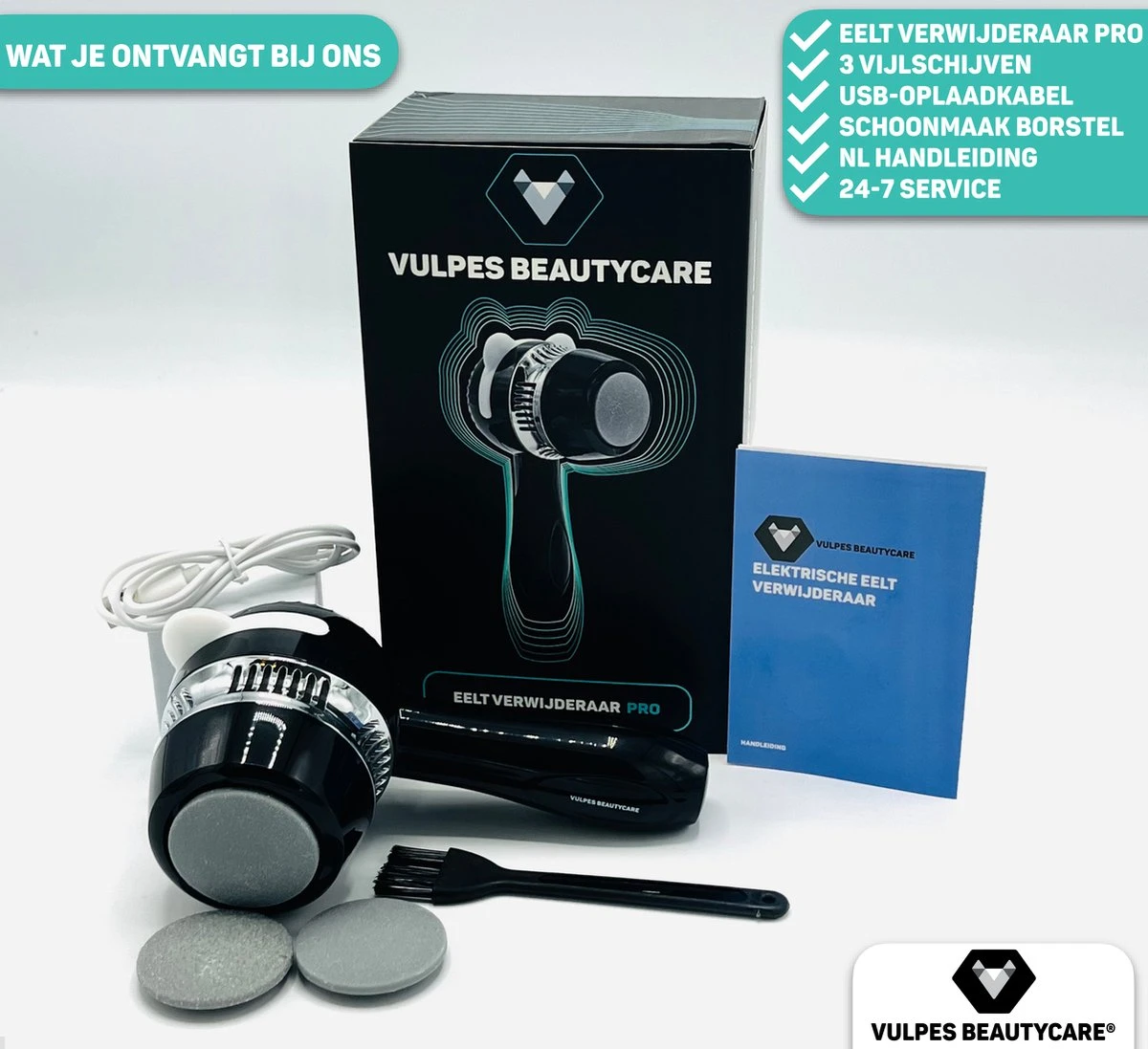 Vulpes BeautyCare® Elektrische Eelt Verwijderaar Pro – Stofzuigfunctie – 3 Snelheden – Inclusief 3 Vijlschijven & Borstel - USB-Oplaadbaar 10 Vulpes BeautyCare® Elektrische Eelt Verwijderaar Pro – Stofzuigfunctie – 3 Snelheden – Inclusief 3 Vijlschijven & Borstel - USB-Oplaadbaar - Afbeelding 10