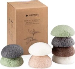 Navaris Set Van 8 Konjac Sponzen - Natuurlijke Sponzen Voor Gezichtsreiniging - Reinigt De Rijpe, Onzuivere, Droge, Gevoelige En Normale Huid - Vegan -Verzorgings Producten Winkel 1200x1108
