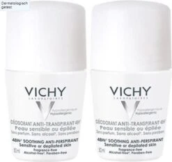Vichy Deodorant Gevoelige Huid Roller - Deodorant - 2 X 50 Ml