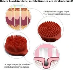 Blubs® – Badborstel – Dry Brush – Rug Scrubber – Lichaamsborstel – Rugborstel Douche Met Steel – Huidborstel – Rugborstel Kunststof – Badborstel Met Steel – Doucheborstel Met Steel – Siliconen Borstel – Droogborstel – Massage – Rood -Verzorgings Producten Winkel 1200x1142 6