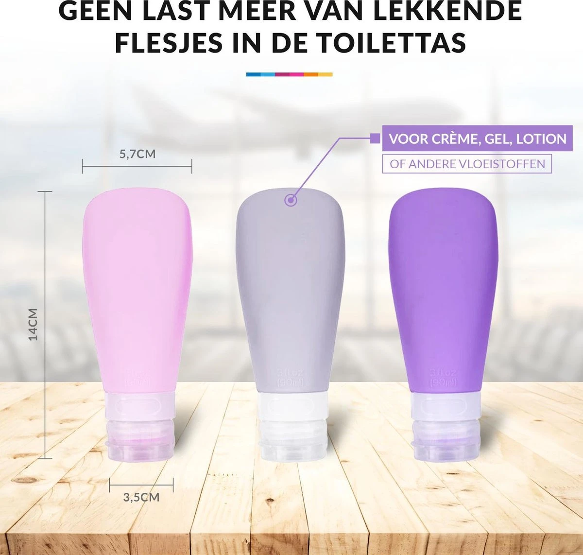 Navulbare Reisflesjes Set – Silicone Reisflacons Handbagage – 3 Stuks 4 Navulbare Reisflesjes Set – Silicone Reisflacons Handbagage – 3 Stuks - Afbeelding 4