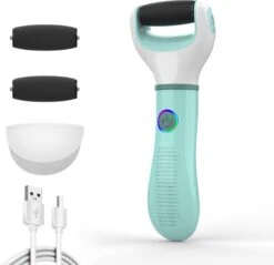 Vastu Eeltverwijderaar - Elektrische Oplaadbare Voetvijl Inclusief Opvangdoekje & Opbergzakje - Callus Remover - Inclusief Extra Opzetvijlen