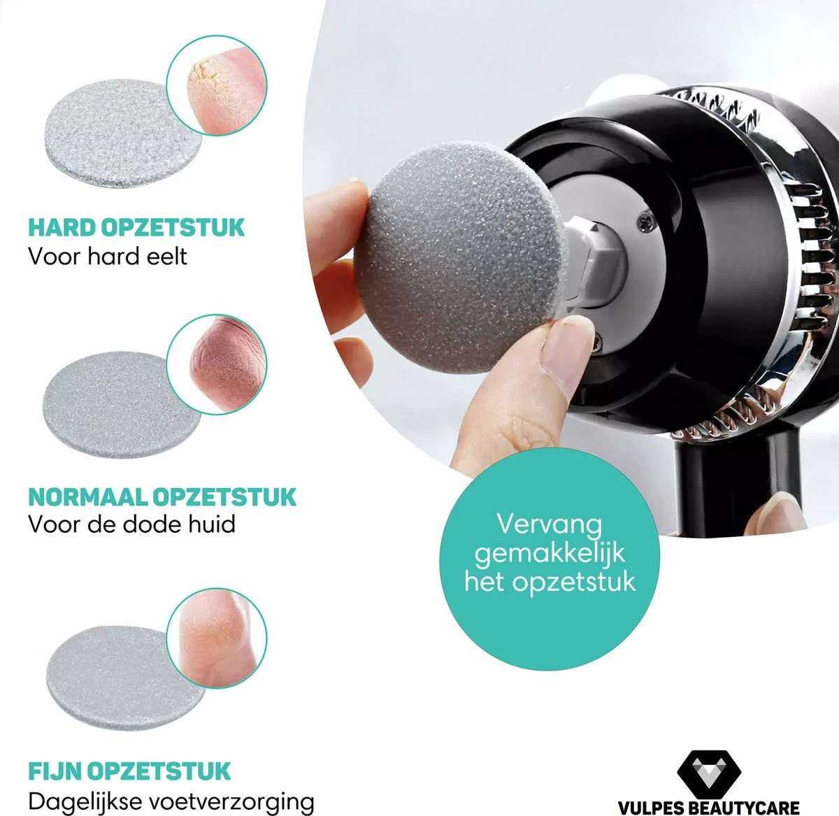 Vulpes BeautyCare® Elektrische Eelt Verwijderaar Pro – Stofzuigfunctie – 3 Snelheden – Inclusief 3 Vijlschijven & Borstel - USB-Oplaadbaar 4 Vulpes BeautyCare® Elektrische Eelt Verwijderaar Pro – Stofzuigfunctie – 3 Snelheden – Inclusief 3 Vijlschijven & Borstel - USB-Oplaadbaar - Afbeelding 4