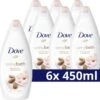 Dove Caring Bath Amandelmelk & Hibiscus Badcrème - 6 X 450 Ml - Voordeelverpakking