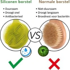 Blubs® – Badborstel – Dry Brush – Rug Scrubber – Lichaamsborstel – Rugborstel Douche Met Steel – Huidborstel – Rugborstel Kunststof – Badborstel Met Steel – Doucheborstel Met Steel – Siliconen Borstel – Droogborstel – Massage – Groen -Verzorgings Producten Winkel 1200x1186 6