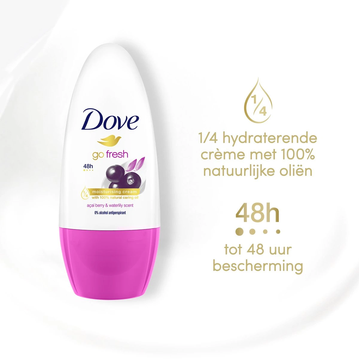 Dove Go Fresh Açaí Berry & Waterlily Anti-Transpirant Deodorant Roller - 6 X 50 Ml - Voordeelverpakking 5 Dove Go Fresh Açaí Berry & Waterlily Anti-Transpirant Deodorant Roller - 6 X 50 Ml - Voordeelverpakking - Afbeelding 5