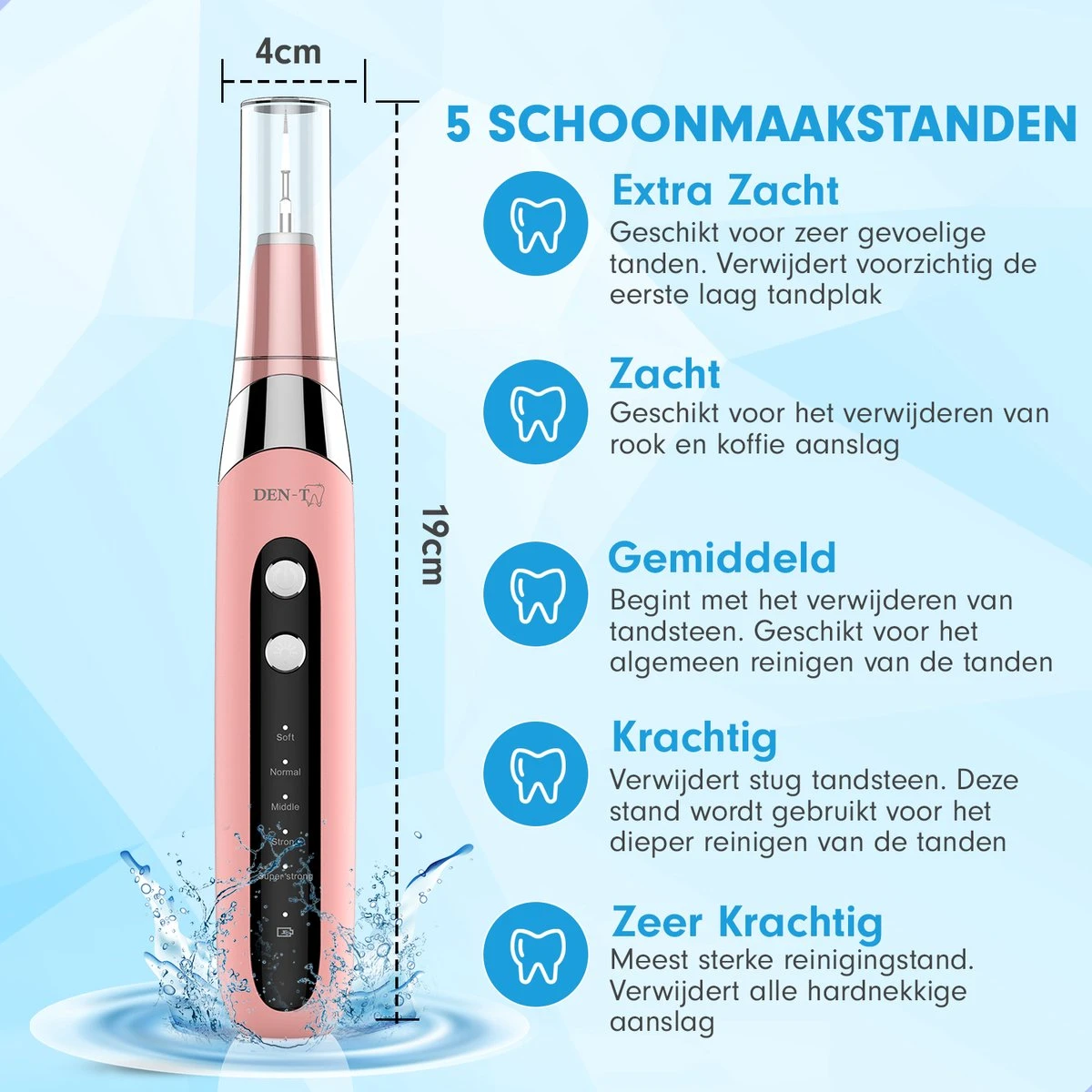 DEN-T® PRO U500 - Elektrische Sonische Tandsteen Verwijderaar - Roze 2 DEN-T® PRO U500 - Elektrische Sonische Tandsteen Verwijderaar - Roze - Afbeelding 2