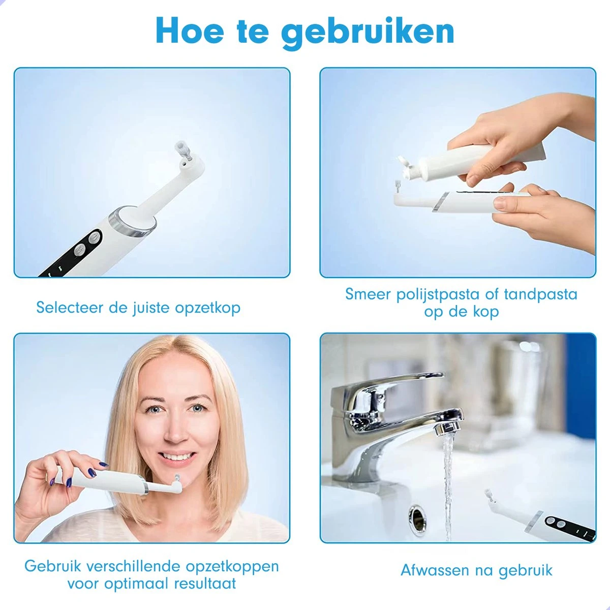 DEN-T® PRO P350 Elektrische Tandenpolijster - Wit - 5 Standen - 5 Opzetstukken - Polijstmachine - Polijstset - Tanden Polijsten - 3 DEN-T® PRO P350 Elektrische Tandenpolijster - Wit - 5 Standen - 5 Opzetstukken - Polijstmachine - Polijstset - Tanden Polijsten - - Afbeelding 3