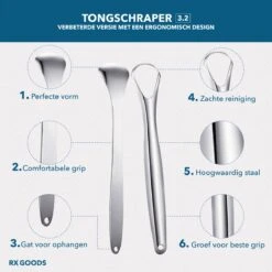 RX Goods RVS Tongschraper Voor Mondverzorging – 4 Stuks – Tongreiniger, Tongborstel & Tong Schraper – Duurzaam & Herbruikbaar -Verzorgings Producten Winkel 1200x1200 1806