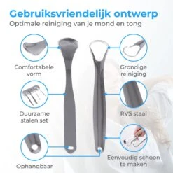 Nuvance - Professionele Tongschraper - 3 In 1 Set - Voor Mondverzorging - Tongreiniger - Tong Schraper - Tongue Scraper - RVS -Verzorgings Producten Winkel 1200x1200 1834