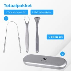 Nuvance - Professionele Tongschraper - 3 In 1 Set - Voor Mondverzorging - Tongreiniger - Tong Schraper - Tongue Scraper - RVS -Verzorgings Producten Winkel 1200x1200 1836