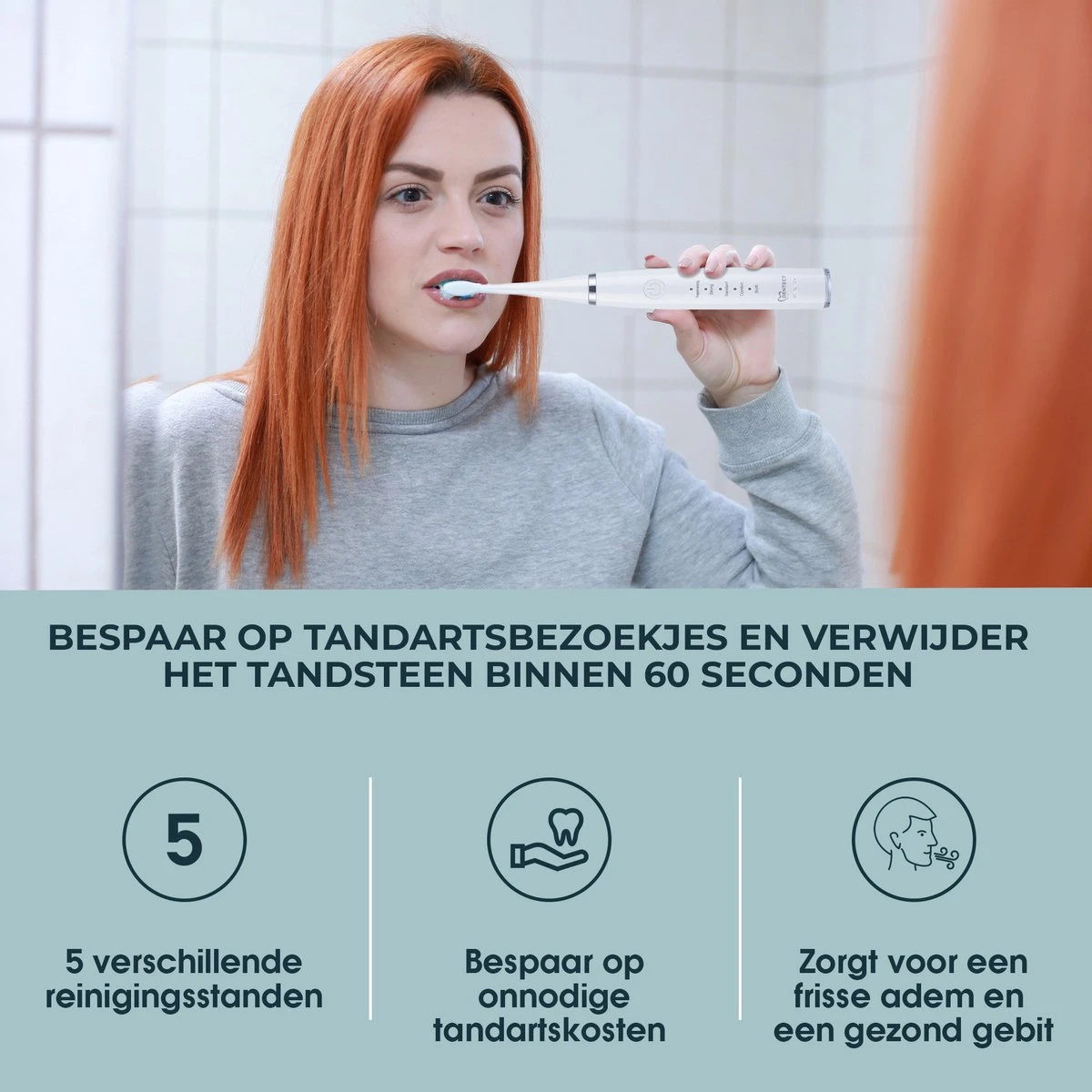 Merkloos Tandsteen Verwijderaar Elektrisch – Tandenborstel Opzetstukken - Tandarts Spiegel - 5 Standen -Wit 6 Merkloos Tandsteen Verwijderaar Elektrisch – Tandenborstel Opzetstukken - Tandarts Spiegel - 5 Standen -Wit - Afbeelding 6