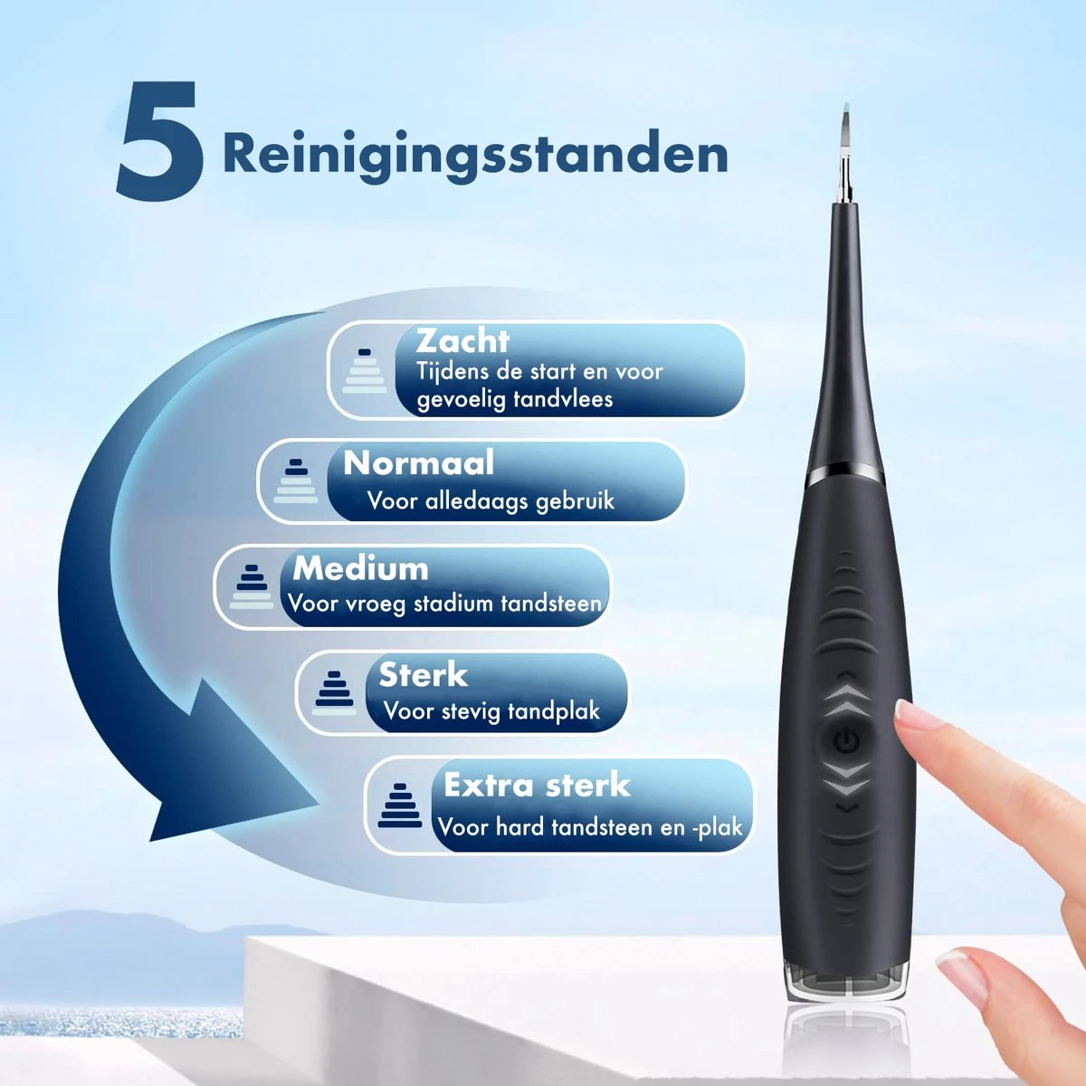 DynaBright Elektrische Tandsteen Verwijderaar - 5 Standen - 5 Delig - Incl. Professionele Tandarts Set - Tandplak - Zwart - Tong Schraper - USB - Tand Verzorging 2 DynaBright Elektrische Tandsteen Verwijderaar - 5 Standen - 5 Delig - Incl. Professionele Tandarts Set - Tandplak - Zwart - Tong Schraper - USB - Tand Verzorging - Afbeelding 2