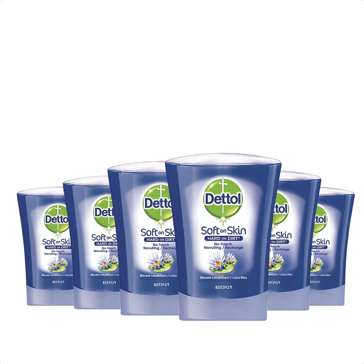 Dettol - Handzeep - No Touch Navulling - Blauwe Lotus - 250ml X6 2 Dettol - Handzeep - No Touch Navulling - Blauwe Lotus - 250ml X6 - Afbeelding 2