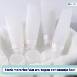 Qpacks - 8-delige Reisflesjes Set Transparant - Vliegtuig Handbagage - Navulbare Reis 100ML Flacons - Incl. Potjes & Etui -Travel - Reisaccessoires -Verzorgings Producten Winkel 1200x1200 952