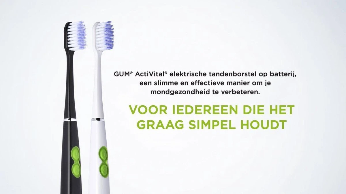 GUM® 1x GUM Activital Sonic Elektrische Tandenborstel - Wit + 1x GUM Opzetborstels Wit 3 GUM® 1x GUM Activital Sonic Elektrische Tandenborstel - Wit + 1x GUM Opzetborstels Wit - Afbeelding 3