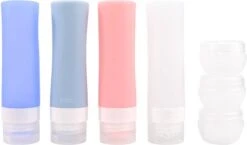 Merkloos Reisverpakking – Navulbare Silicone Reisflesjes Incl. Reispotjes En Doorzichtige Toilettas – Reisset Met Reisflacons & Cosmetica Potjes - Vliegtuig Handbagage Set –– 7 Stuks In Etui –80ML En 20ML - Reisaccessoires -Verzorgings Producten Winkel 1200x703 2