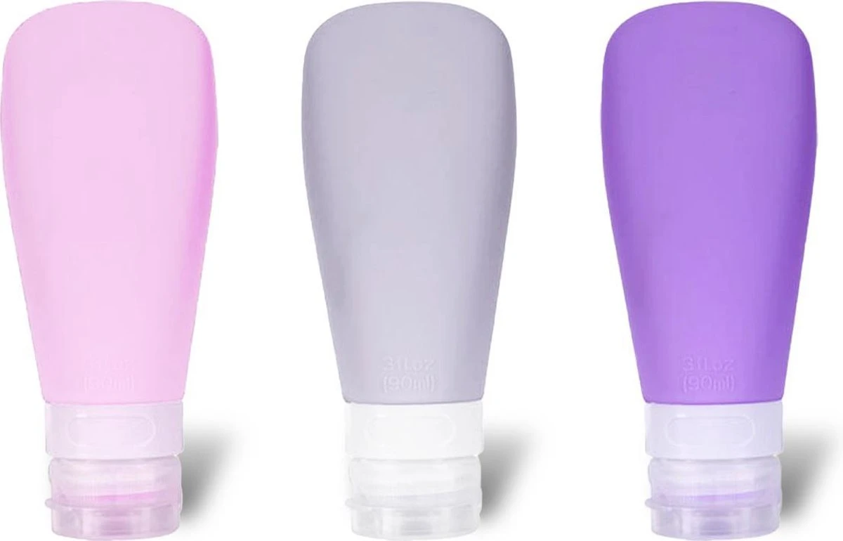 Navulbare Reisflesjes Set – Silicone Reisflacons Handbagage – 3 Stuks 1 Navulbare Reisflesjes Set – Silicone Reisflacons Handbagage – 3 Stuks