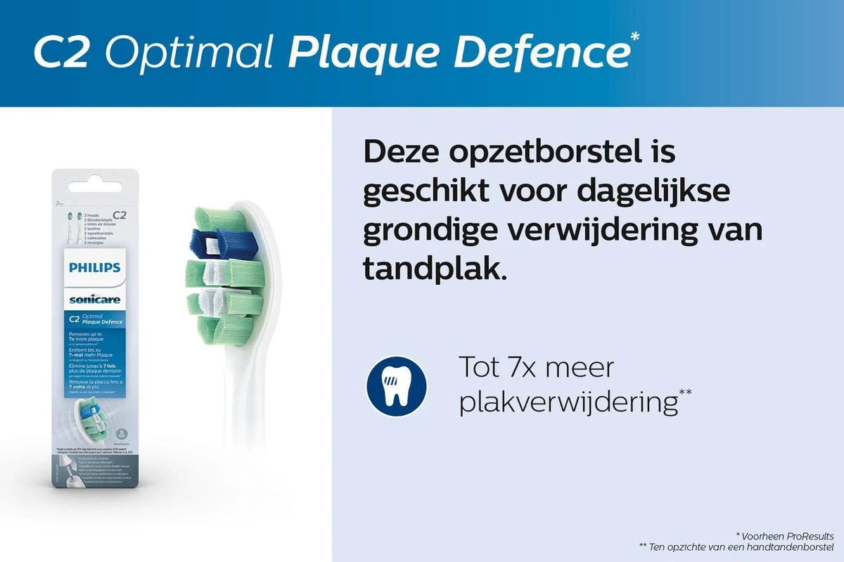 Philips Sonicare C2 Optimal Plaque Defence HX9022/10 - Opzetborstels - 2 Stuks 6 Philips Sonicare C2 Optimal Plaque Defence HX9022/10 - Opzetborstels - 2 Stuks - Afbeelding 6