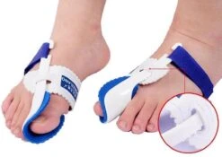 Hallux Valgus Statische Nachtspalk - Rechts + Links - Foot Pijnbestrijding - Teen Separator - Duim Corrector - Blauw / Wit -Verzorgings Producten Winkel 1200x850