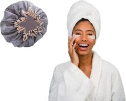 Merkloos Grijze Douchemuts Dames / Volwassenen / Meiden - Luxe Douchemuts - Shower Cap (Vagabond Model) -Verzorgings Producten Winkel 1200x964 2