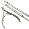 3In1 Metalen Nagel Riem Knipper - Cuticle Pusher Duwer Verwijderaar Trimmer Mesje - Nagel Bokkenpoot - Verzorging Set