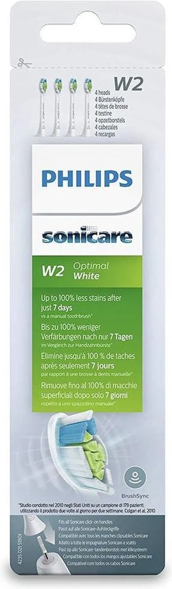 Philips Sonicare W2 Optimal White HX6064/10 - Opzetborstels - 4 Stuks 6 Philips Sonicare W2 Optimal White HX6064/10 - Opzetborstels - 4 Stuks - Afbeelding 6
