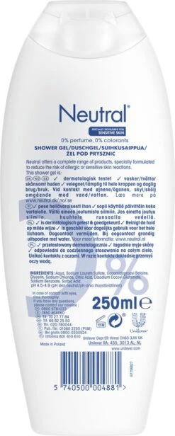 Neutral Sensitive Skin Douchegel - 6 X 250 Ml - Voordeelverpakking -Verzorgings Producten Winkel 481x1200 2