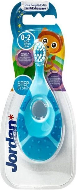 1x Jordan Tandenborstel Step By Step 0-2 Jaar Blauw/Groen/Oranje -Verzorgings Producten Winkel 488x1200 5