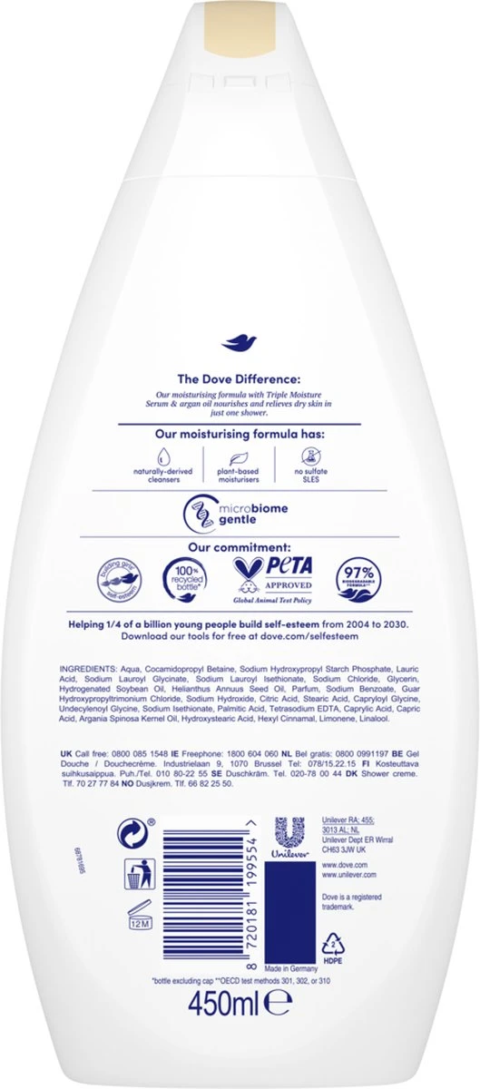 Dove Nourishing Care Douchegel - Triple Moisture Serum - 6 X 450 Ml 7 Dove Nourishing Care Douchegel - Triple Moisture Serum - 6 X 450 Ml - Afbeelding 7