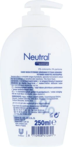 Neutral Vloeibare Handzeep Parfumvrij - 6 X 250 Ml - Voordeelverpakking -Verzorgings Producten Winkel 591x1200 4