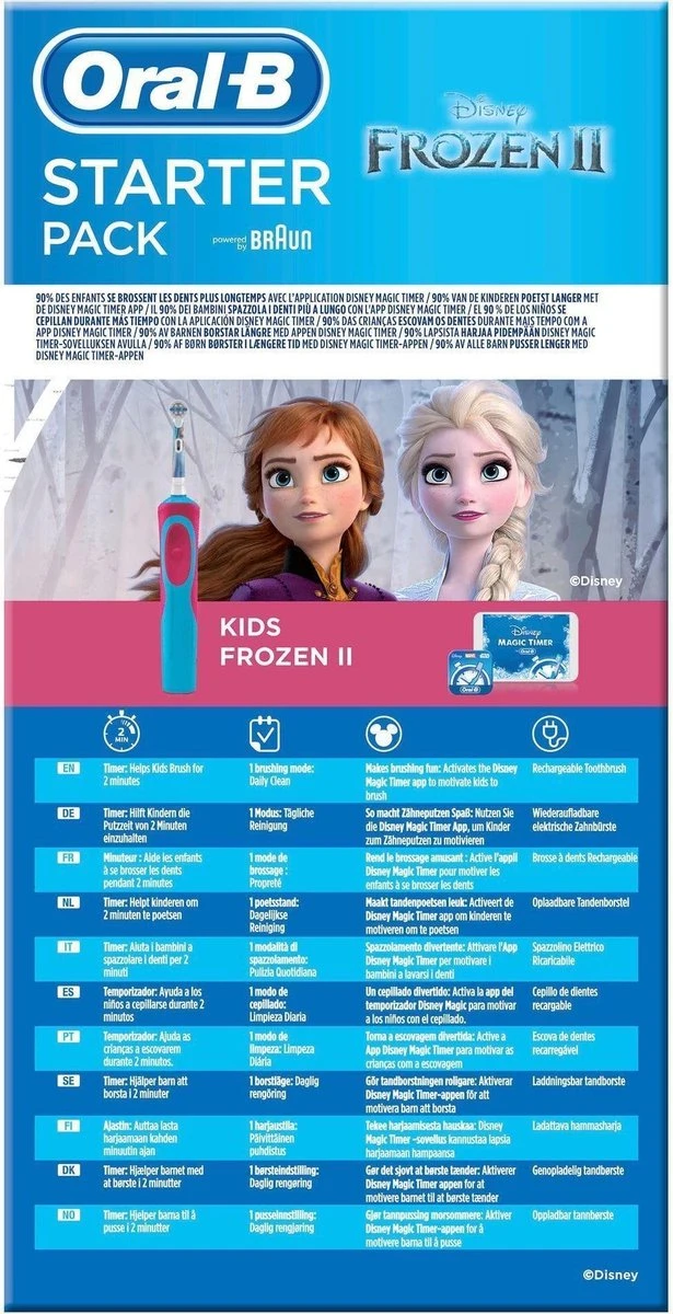 Oral B Oral-B Vitality Frozen - Elektrische Tandenborstel Voor Kinderen - 1 Handvat En 2 Opzetborstels 10 Oral B Oral-B Vitality Frozen - Elektrische Tandenborstel Voor Kinderen - 1 Handvat En 2 Opzetborstels - Afbeelding 10