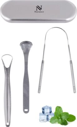 Nuvance - Professionele Tongschraper - 3 In 1 Set - Voor Mondverzorging - Tongreiniger - Tong Schraper - Tongue Scraper - RVS