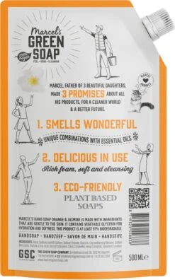 Marcel's Green Soap Handzeep Sinaasappel & Jasmijn Navulling - 6 X 500 Ml -Verzorgings Producten Winkel 748x1200 2