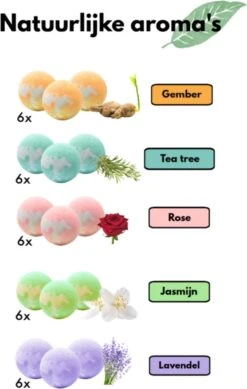 Bruisballen - 30 Stuks - 5 Verschillende Geuren - Voor In Bad - Etherische Oliën - Aromatherapie - Badballen - Badparels -Verzorgings Producten Winkel 762x1200 2
