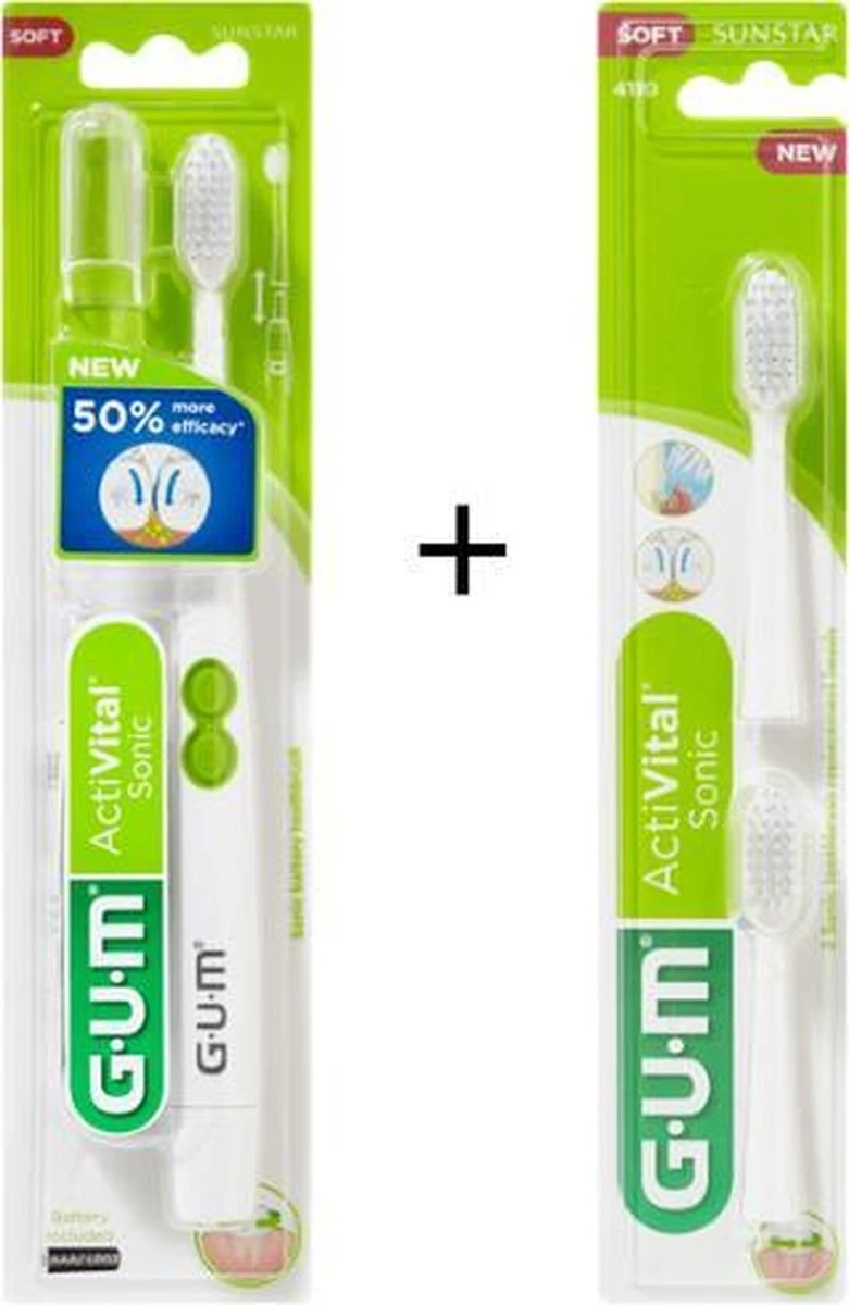 GUM® 1x GUM Activital Sonic Elektrische Tandenborstel - Wit + 1x GUM Opzetborstels Wit 1 GUM® 1x GUM Activital Sonic Elektrische Tandenborstel - Wit + 1x GUM Opzetborstels Wit