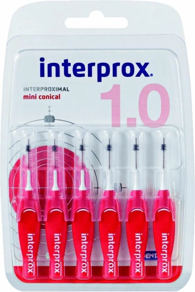 3x Interprox Ragers Mini Conical 1.0 Rood Blister à 6 Ragers