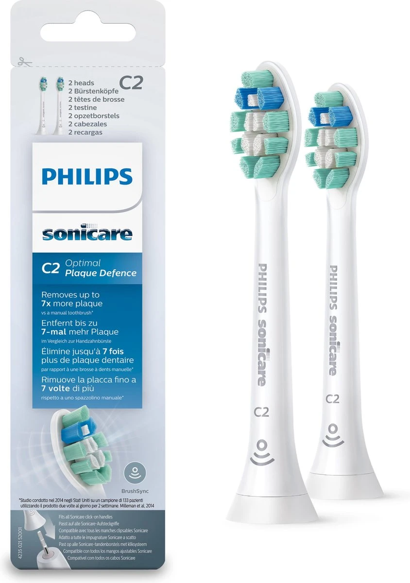 Philips Sonicare C2 Optimal Plaque Defence HX9022/10 - Opzetborstels - 2 Stuks 1 Philips Sonicare C2 Optimal Plaque Defence HX9022/10 - Opzetborstels - 2 Stuks