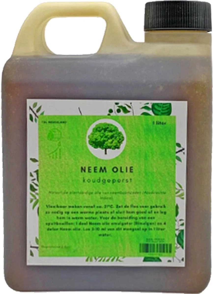 Neemolie 1 Liter - Biologische Neem Olie - Koudgeperst - Azadirachta Indica - Gerecyclede Verpakking 1 Neemolie 1 Liter - Biologische Neem Olie - Koudgeperst - Azadirachta Indica - Gerecyclede Verpakking
