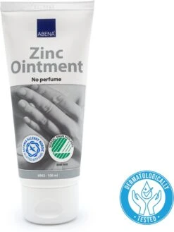 ABENA Zinkzalf Ongeparfumeerd - 20% Zinkoxide - Kalmeert De Huid - Antiseptisch - Parfumvrij En Kleurstofvrij - 1x 100ml